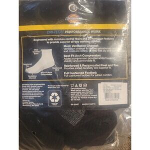 Dickies Men's Dri-Tech Moisture Control Quarter X-Large, Black (6 Pairs)